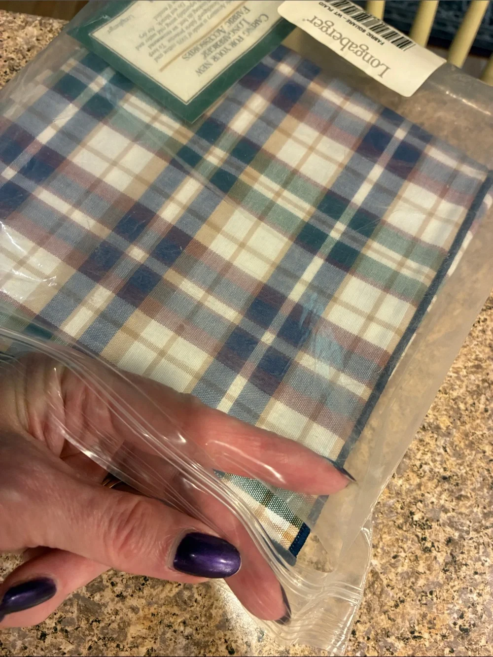 Longaberger Woven Traditions Plaid Fabric Square SMELLS MUSTY